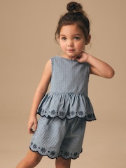 Navy Gingham Blouse And Shorts Co-ord Set (3mths-8yrs) - Image 1 of 4