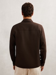 Reiss Tobacco Brown Daviday Twill Twin-Pocket Overshirt - Image 5 of 7