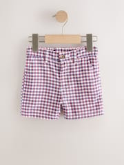 Red/Blue/White Gingham Linen Blend Chino Shorts (3mths-7yrs) - Image 1 of 4