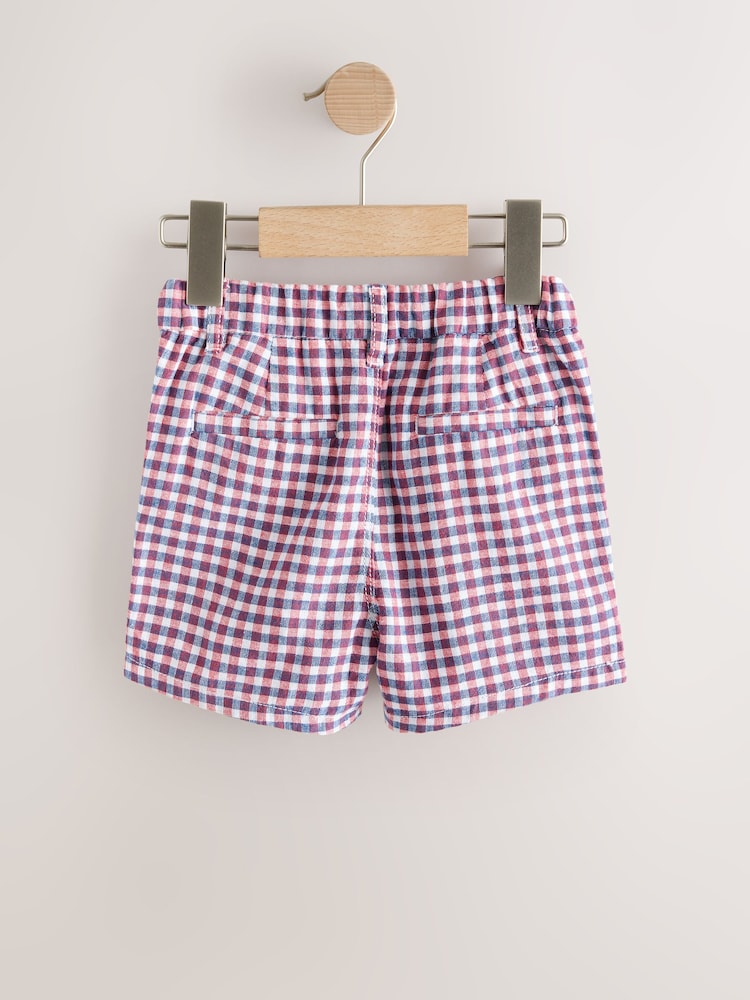 Red/Blue/White Gingham Linen Blend Chino Shorts (3mths-7yrs) - Image 2 of 4