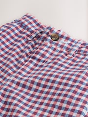 Red/Blue/White Gingham Linen Blend Chino Shorts (3mths-7yrs) - Image 3 of 4