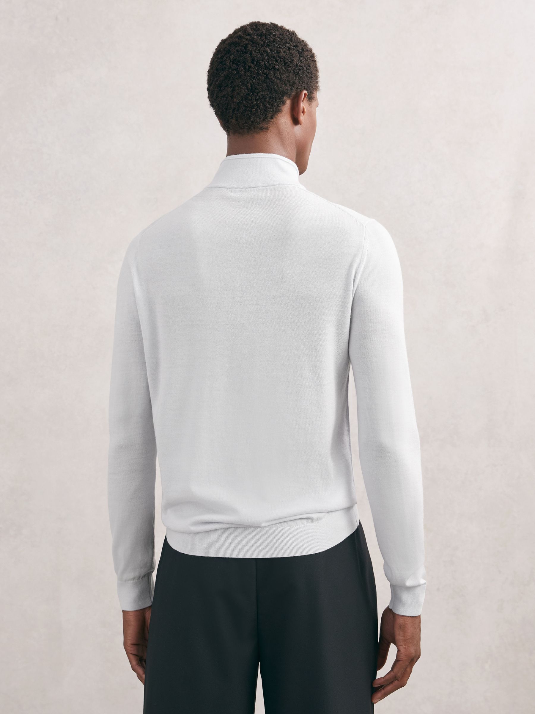 Buy Reiss Frost Blue Blackhall Wool Half-Zip Funnel Neck Jumper