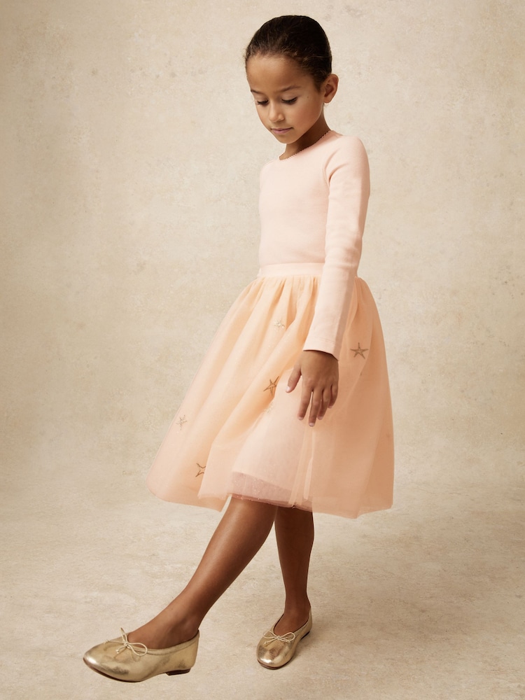 Reiss Pink Mari 3-9 yrs Star-Embroidery Tulle Dress - Image 1 of 6 Reiss Pink Mari 3-9 yrs Star-Embroidery Tulle Dress - Image 1 of 6