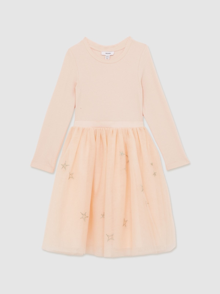 Reiss Pink Mari 3-9 yrs Star-Embroidery Tulle Dress - Image 2 of 6 Reiss Pink Mari 3-9 yrs Star-Embroidery Tulle Dress - Image 2 of 6