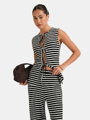 TALA Black Stripe Knit Tie Detail Top - Image 1 of 3