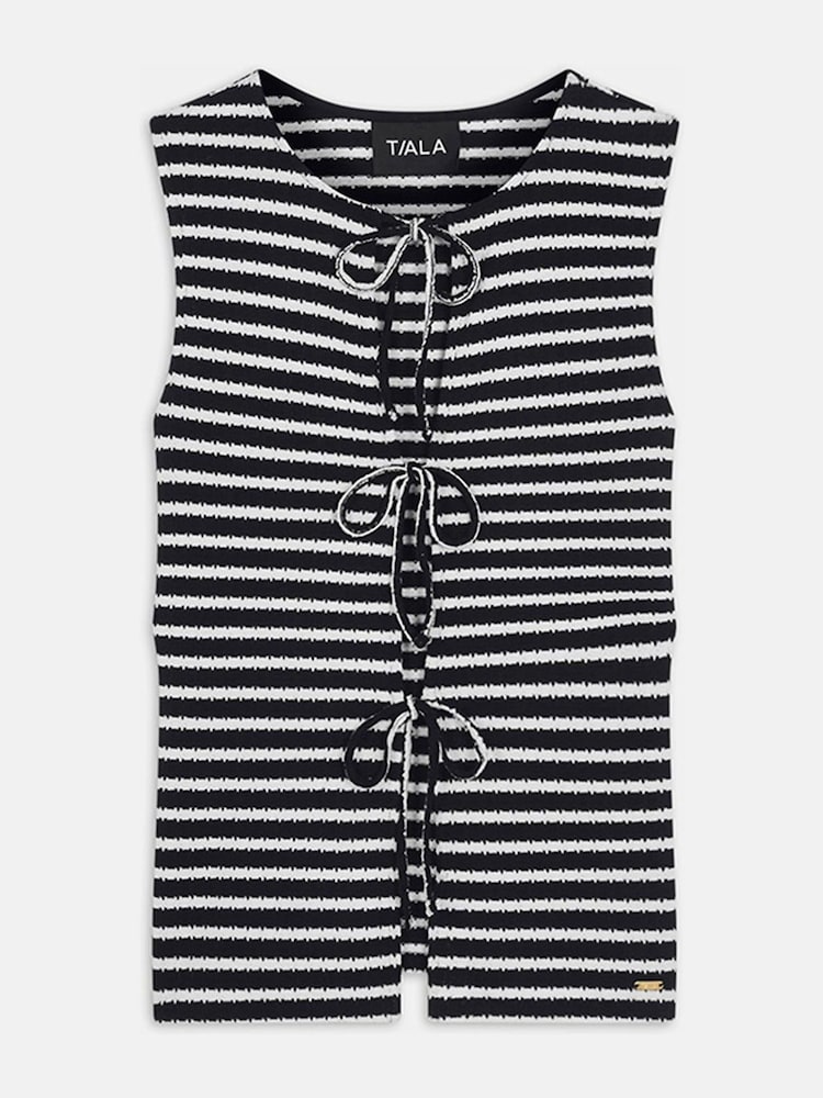 TALA Black Stripe Knit Tie Detail Top - Image 3 of 3