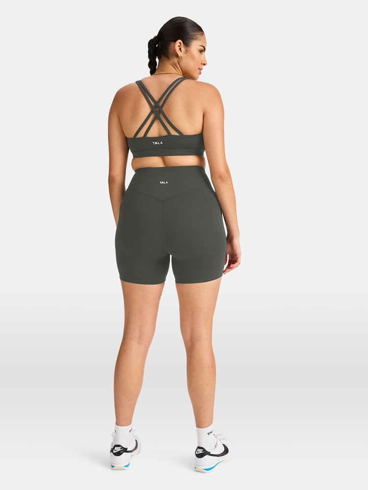 TALA Grey DayFlex Wrap High Waisted Cycling Shorts - Image 2 of 3