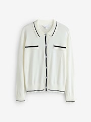 White Full Sleeves Formal Cardigan Button Shirt - Image 1 of 1