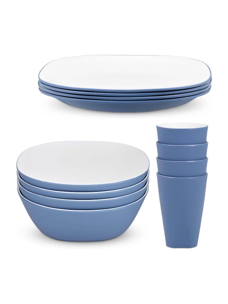 Bayside 12 Piece Blue Pool Two Tone Picnic Dinner Set - Image 1 of 3