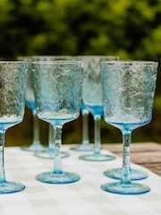 Bayside Set of 6 Blue Lulworth Hammered Wine Glass 360ml - Image 1 of 5