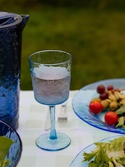 Bayside Set of 6 Blue Lulworth Hammered Wine Glass 360ml - Image 3 of 5
