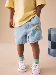 Light Blue Printed Pull On Loose Shorts (3mths-7yrs) - Image 1 of 10