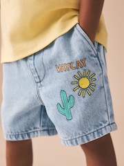 Light Blue Printed Pull On Loose Shorts (3mths-7yrs) - Image 4 of 10