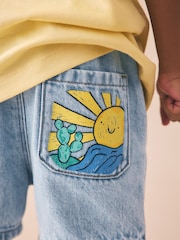 Light Blue Printed Pull On Loose Shorts (3mths-7yrs) - Image 5 of 10