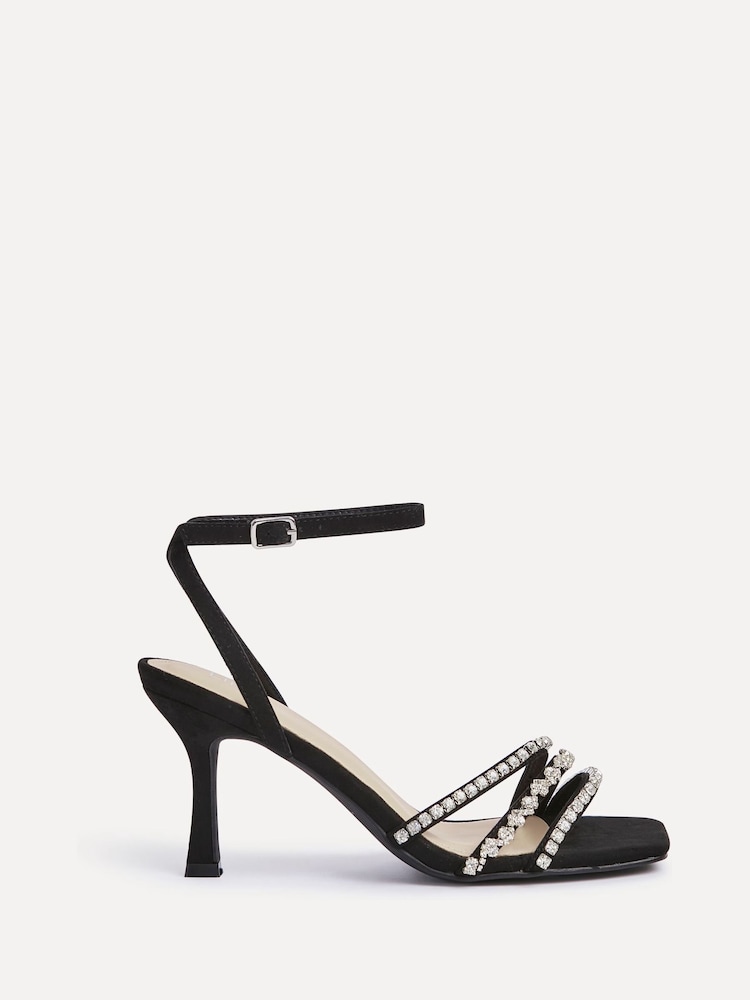 Linzi Black Bling Strappy Diamante Heel Sandals - Image 2 of 5 Linzi Black Bling Strappy Diamante Heel Sandals - Image 2 of 5