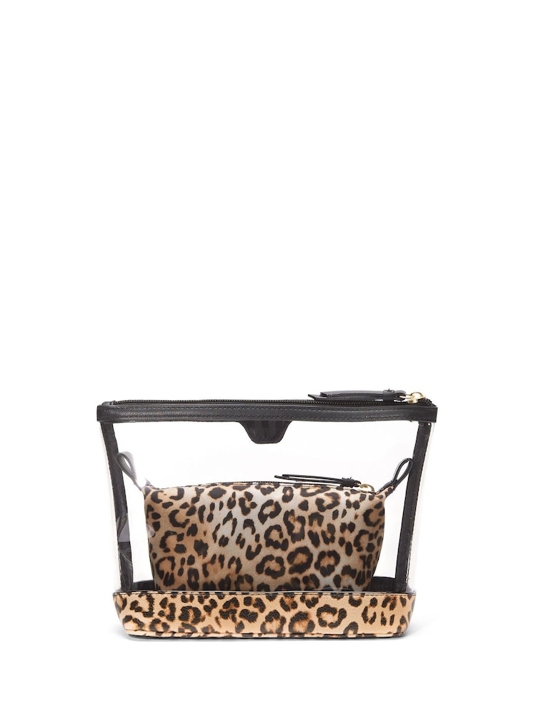 Victoria's Secret Leopard Brown AM/PM Makeup Bag Duo - Image 2 of 3 Victoria's Secret Leopard Brown AM/PM Makeup Bag Duo - Image 2 of 3