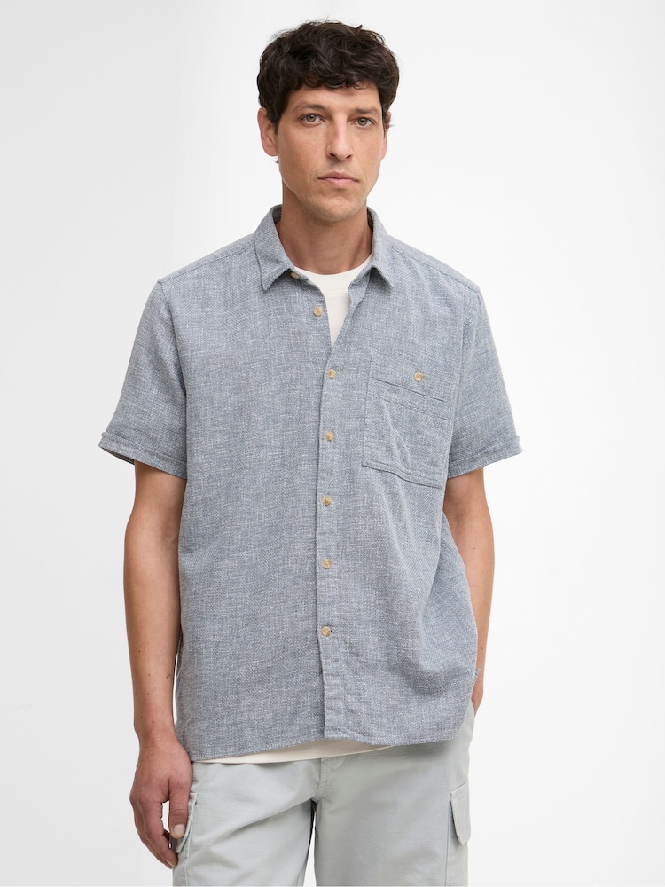 Barbour® Blue Firth Textured Short Sleeves Relaxed Shirt - Image 1 of 7