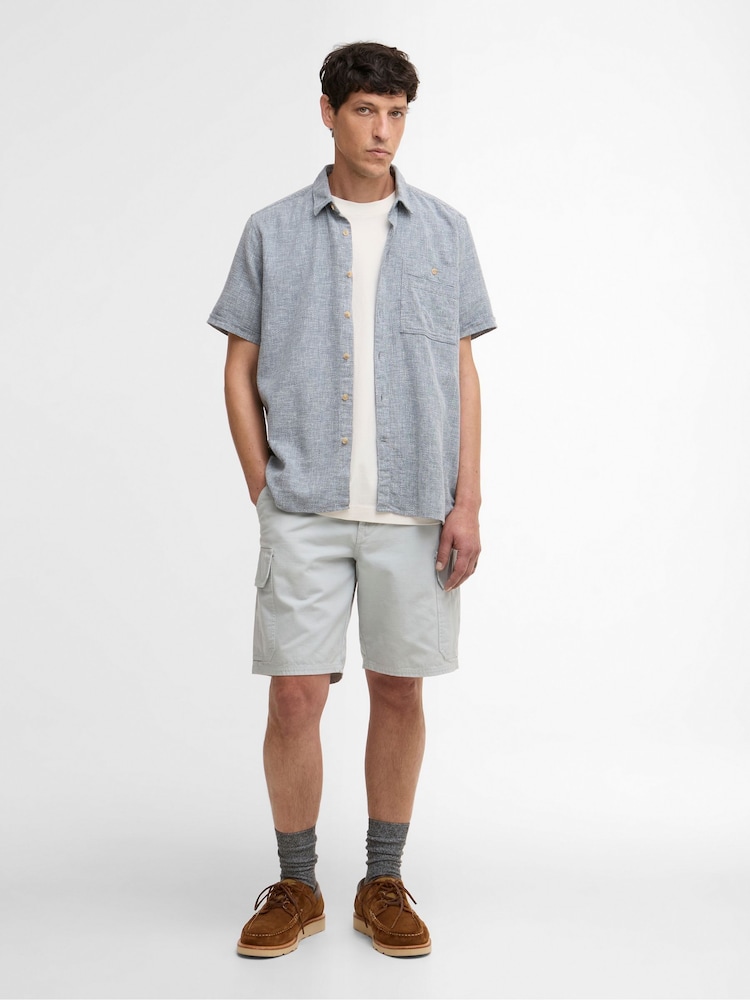 Barbour® Blue Firth Textured Short Sleeves Relaxed Shirt - Image 2 of 7