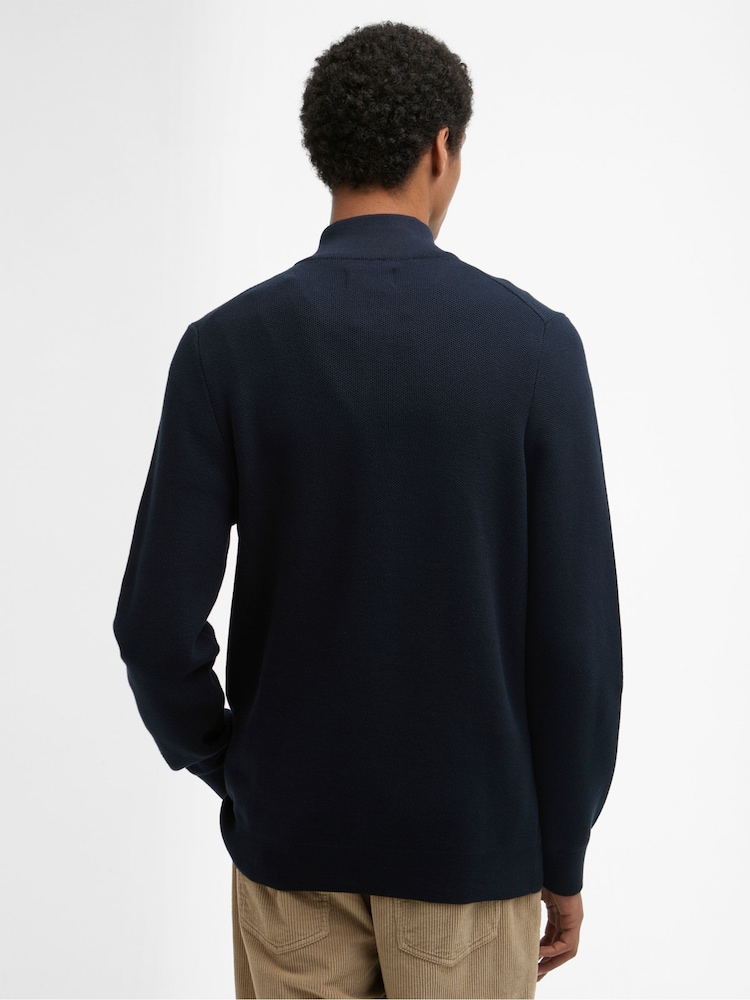 Barbour® Blue Essential Honeycomb Half Zip Sweater - Image 2 of 6