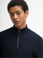 Barbour® Blue Essential Honeycomb Half Zip Sweater - Image 3 of 6