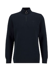 Barbour® Blue Essential Honeycomb Half Zip Sweater - Image 5 of 6