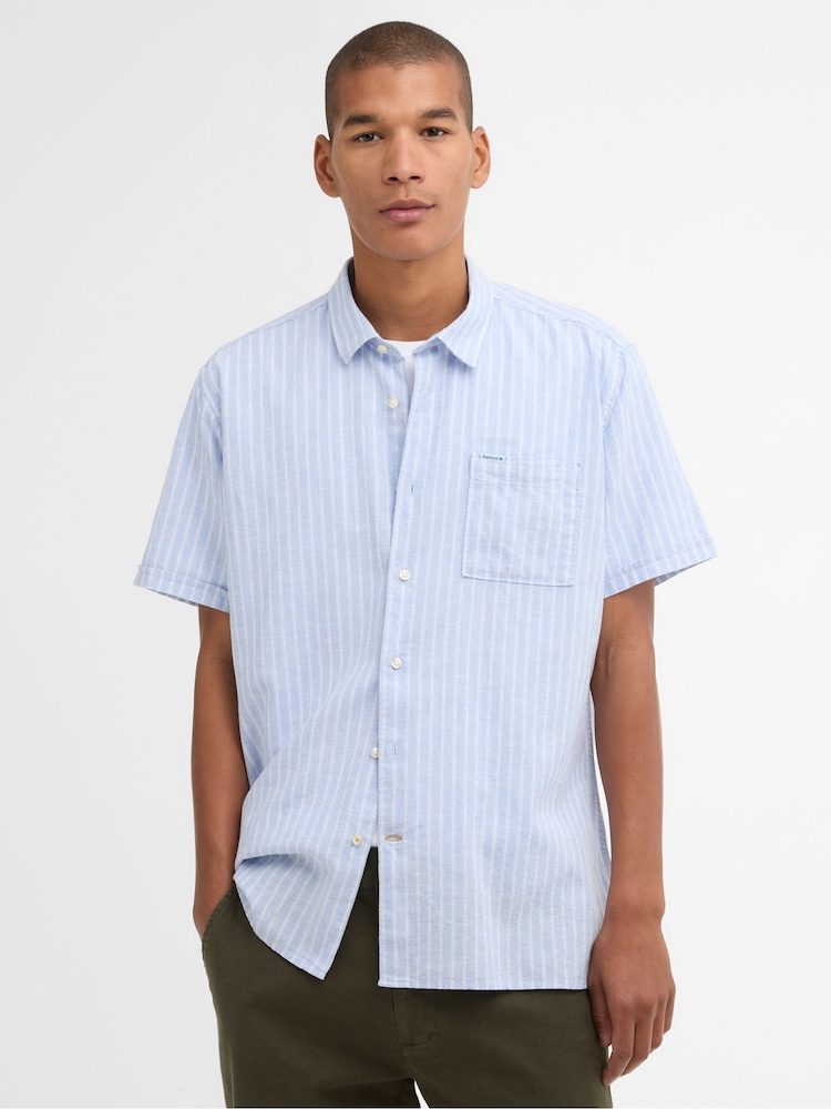 Barbour® Light Blue Nelson Striped Summer Fit Shirt - Image 1 of 6