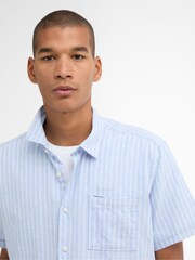 Barbour® Light Blue Nelson Striped Summer Fit Shirt - Image 4 of 6