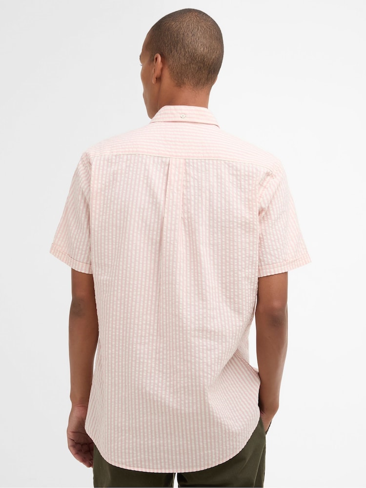 Barbour® Mineral Pink Cresswell Seersucker Summer Fit Shirt - Image 2 of 6