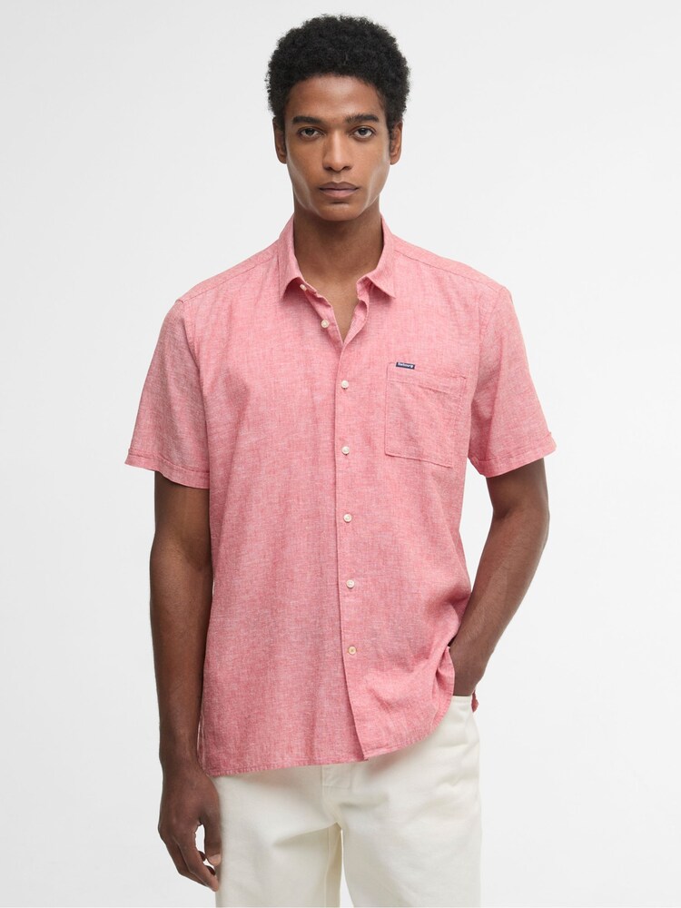 Barbour® Pink Nelson Short Sleeve Summer Fit Shirt - Image 1 of 6