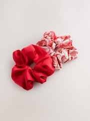 Red Valentine Patchwork Oversized Scrunchies 2 Pack - Image 2 of 3