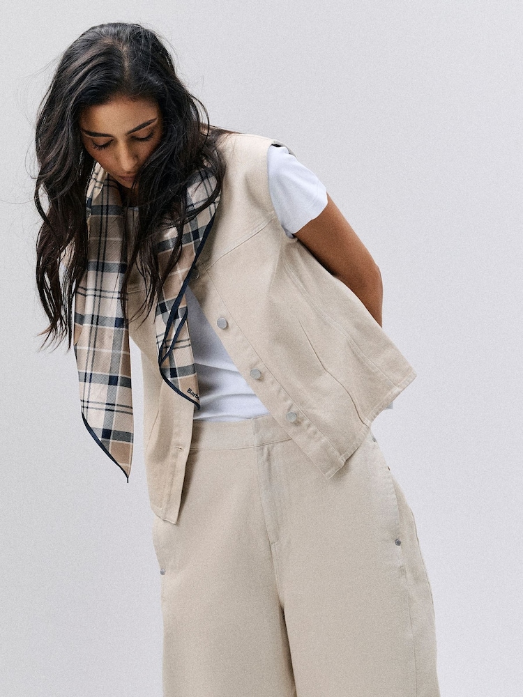 Barbour® Cream/Blue Kinsale Head Neck Scarf - Image 1 of 10