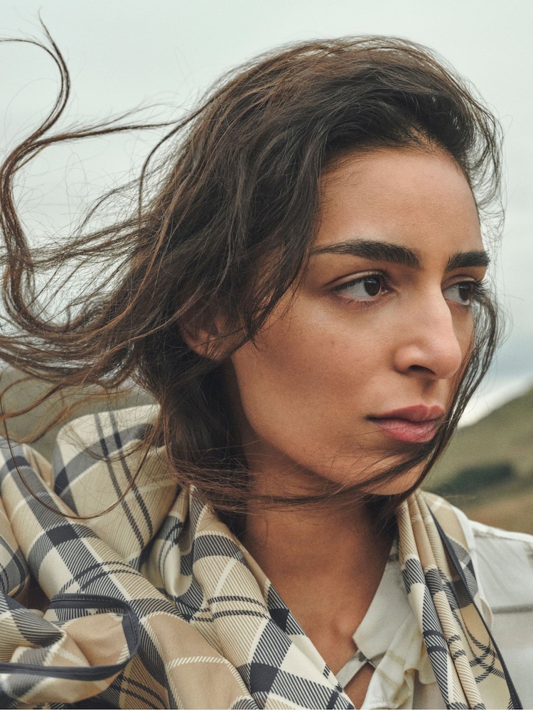 Barbour® Cream/Blue Kinsale Head Neck Scarf - Image 2 of 10