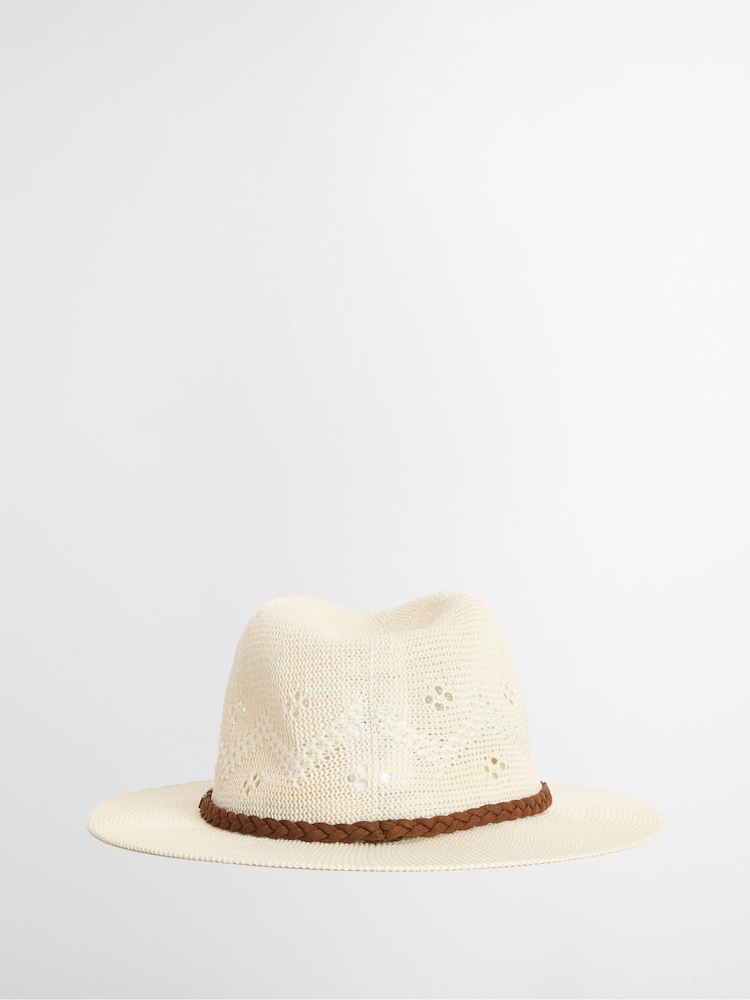 Barbour® Cream Flowerdale Trilby Summmer Hat - Image 2 of 5