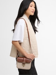 Barbour Tan Brown Mini Rosa Leather Cross-Body Bag - Image 10 of 10