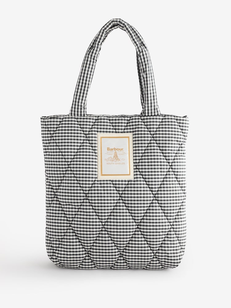 Barbour® Black Gingham Riah Quilted Tote Bag - Image 1 of 1