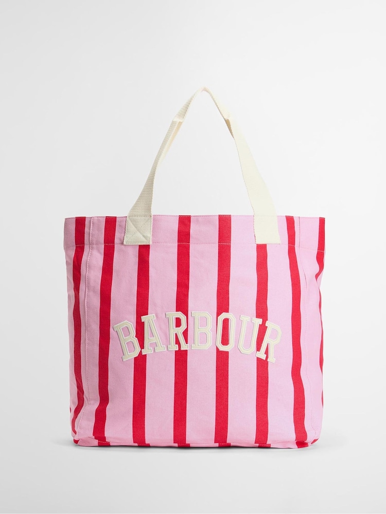 Barbour® Pink Red Emily Stripe Tote Bag - Image 1 of 7