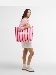Barbour® Pink Red Emily Stripe Tote Bag - Image 6 of 7