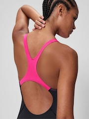 Speedo Black Solid Splice Medalist One Piece Swimsuit - Image 3 of 4