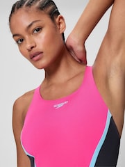 Speedo Black Solid Splice Medalist One Piece Swimsuit - Image 4 of 4