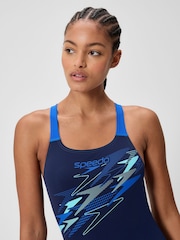 Speedo Blue Medley Logo Medalist One Piece - Image 4 of 6