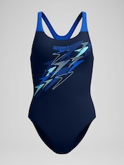 Speedo Blue Medley Logo Medalist One Piece - Image 6 of 6