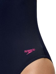 Speedo Blue Solid Flex Band One Piece Swimsuit - Image 2 of 6
