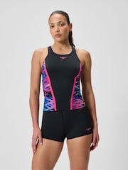 Speedo Black Hyperboom Splice Tankini Set - Image 1 of 6