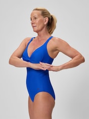 Speedo Blue Solid Cross Knot One Piece Swimsuit - Image 3 of 6