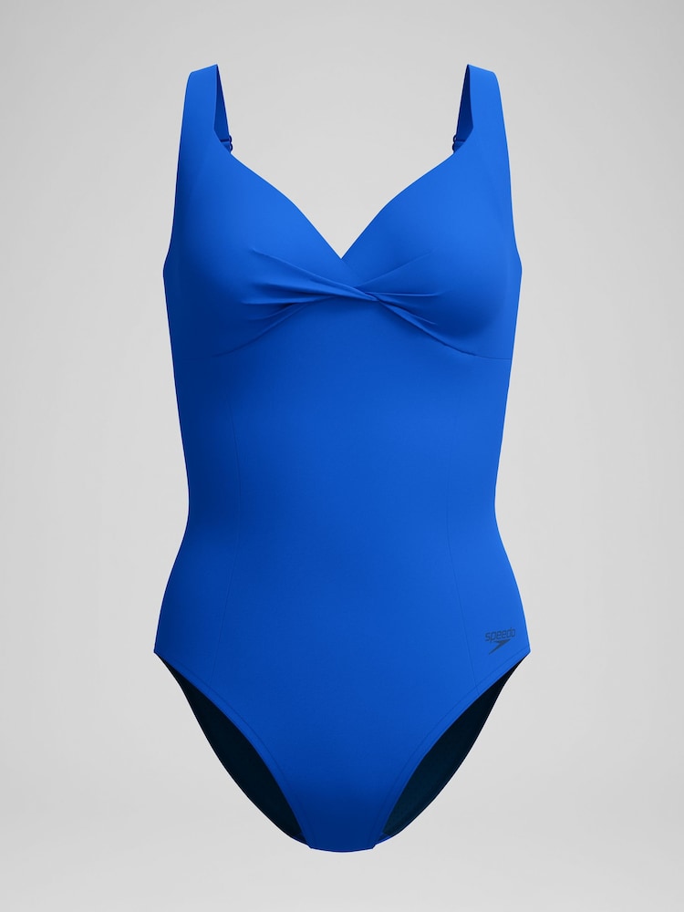 Speedo Blue Solid Cross Knot One Piece Swimsuit - Image 6 of 6