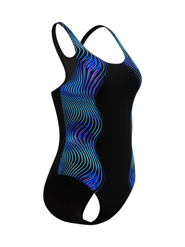 Speedo Black Print Medalist One Piece Swimsuit - Image 2 of 9