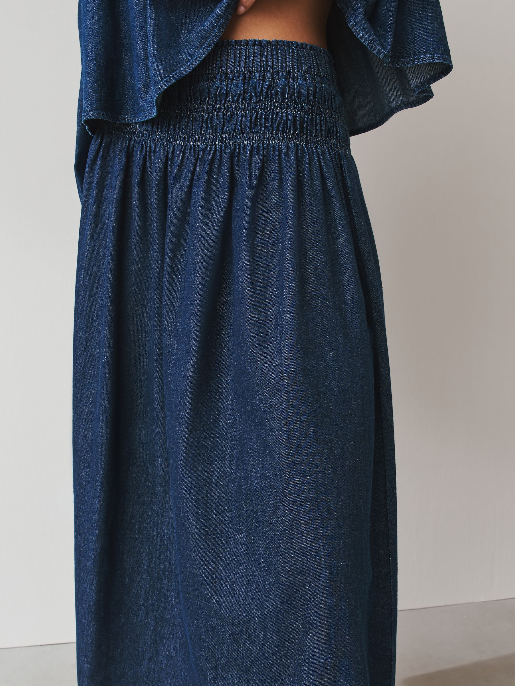 Comprar Jeans azul escuro - Saia longa com cintura franzida from