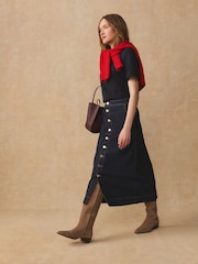 Rinse Blue Button Through Maxi Denim Skirt - Image 2 of 7