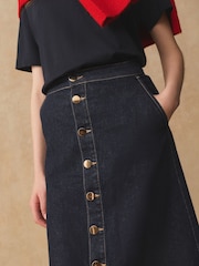 Rinse Blue Button Through Maxi Denim Skirt - Image 4 of 7