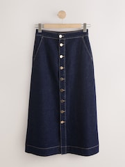 Rinse Blue Button Through Maxi Denim Skirt - Image 5 of 7